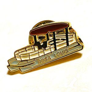 3/$10, Label, Enamel, Button Pin, Gold Tone Rosa Louis